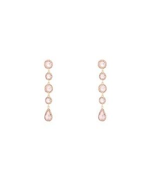 Rose Gold Pink Teardrop Linear Earrings